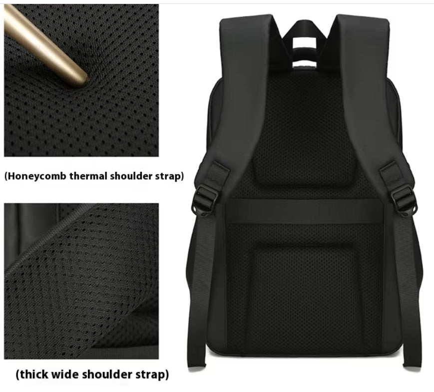Rucsac Laptop Business Urban, Compartimentare Inteligenta, Port USB, Rezistent la Apa, Negru