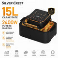 Air Fryer Premium Silver Crest 15L, 2400W, Panou Touch Digital, Funcții Multiple, Negru