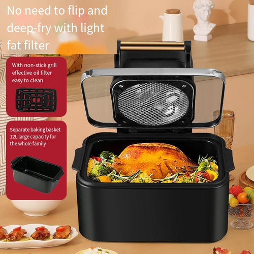 Air Fryer Premium Silver Crest 15L, 2400W, Panou Touch Digital, Funcții Multiple, Negru